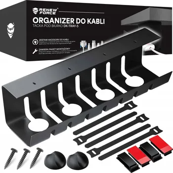 kabelová chránička ORGANIZÉR NA KABELY POD STŮL LIŠTA NA PRODLUŽOVACÍ KABEL 43cm SADA ORGANIZÉR