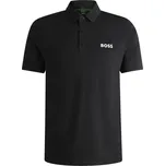 Pánské tenisové polo tričko BOSS x Matteo Berrettini Slim-Fit With UV Protection Černý (S)