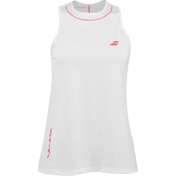 Dámský tenisový top Babolat Strike Tank Top - white/strike red Bílý (XS)