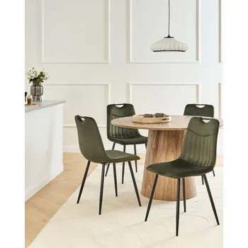 Sada 4 jídelních židlí tmavě zelená sametové čalounění černé železné nohy moderní design jídelna Beliani