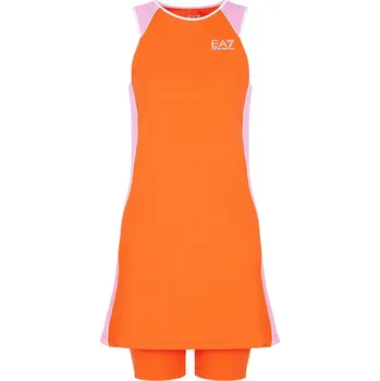 Dámské šaty Dámské tenisové šaty EA7 Woman Jersey - cherry tomato Červený, Oranžový (S)