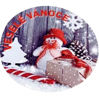 Speciální papír Samolepící etiketa 3,5 cm vánoční se sněhulákem