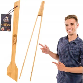 Příslušenství pro gril Dlouhé bambusové kleště na gril BBQ na obracení masa, 28,5 cm