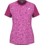 Dámské tričko Head Tie-Break II - print vision white/vivid pink Růžový (S)