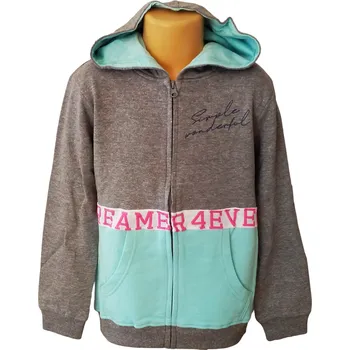 Dívčí mikina Dívčí mikina VENERE Dreamer na zip s kapucí šedomodrá Barva: Šedomentolová, Velikost: 176