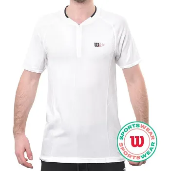 Pánské tričko Pánské tenisové polo tričko Wilson Players Seamless Zip Henley 2.0 - bright white Bílý (L)