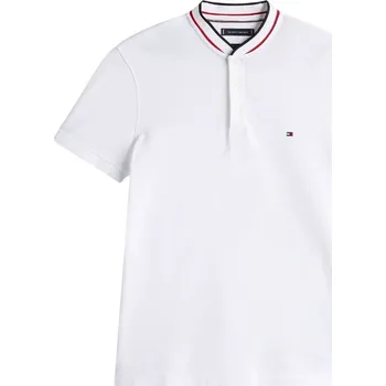 Pánské tričko Pánské tenisové polo tričko Tommy Hilfiger Mao Tipped Slim Bílý (L)