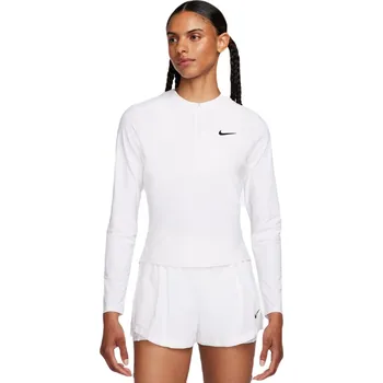Dámské tričko Dámské tričko (dlouhý rukáv) Nike Court Advantage Dri-Fit 1/4-Zip Tennis Mid Layer Bílý (XL)