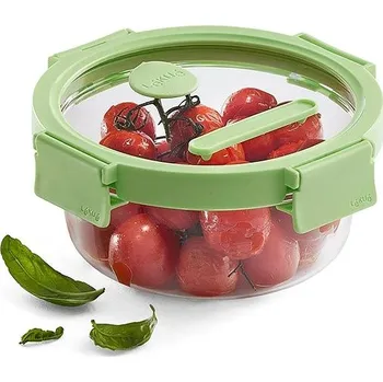 Dóza na potraviny Lékué Skleněná hermetická dóza na potraviny Square Glass, kulatá, 650 ml, zelená
