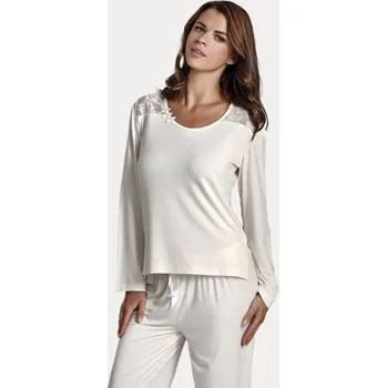 Dámské noční prádlo Luisa Moretti Dámské bambusové pyžamo PAOLA Barva: Krémová, Velikost: S