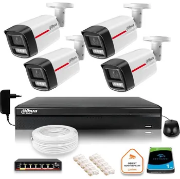 Zabezpečení domácnosti DAHUA IP dohledová sada 4 venkovních kamer WizColor 2K 4MPx 50m