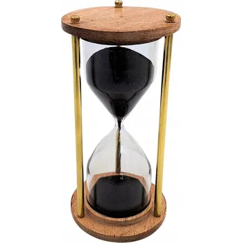 Hodiny Mosazné a dřevěné přesýpací hodiny – 5 minut – Elegantní retro dekorace