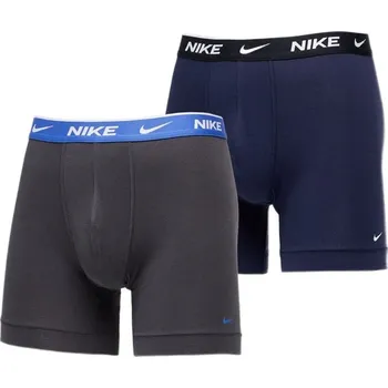 Boxerky Pánské boxerky Nike Everyday Cotton Stretch Boxer Brief 2P - anthracite/obsidian Vícebarevný (S)
