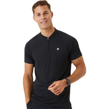 Pánské tričko Pánské tenisové polo tričko Björn Borg Ace Performance Zip - black beauty Černý (S)