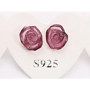 Náušnice Magieprirody.cz Náušnice Turmalín květina 6 mm jemně růžový kámen se stříbrem #125 S925