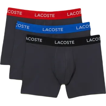 Boxerky Pánské boxerky Lacoste Striped Waist Microfiber Trunk 3P - dark grey/red/blue/black Šedý (S)