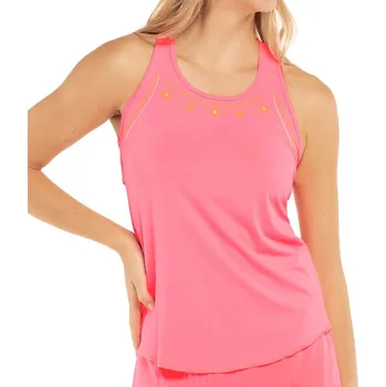 Dámský tenisový top Lucky in Love Embroidery Stitch Around Tank - neon pink Růžový (XS)