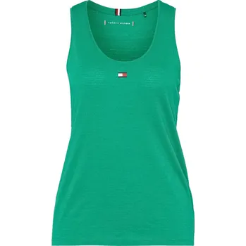 Dámská móda Dámský tenisový top Tommy Hilfiger Essential Flag Slim Tank Top - olympic green Zelený (XS)