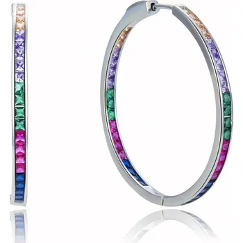 Náušnice MOISS Hravé stříbrné náušnice kruhy s barevnými zirkony E0001878 + 2 měsíce na vrácení zboží