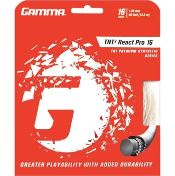 Struna na výplet tenisové rakety Tenisový výplet Gamma TNT2 React Pro (12,2 m) Přírodní (1.32 mm)