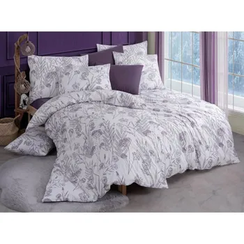 Povlečení Souprava 1+1 ložního bavlněného povlečení, Kvítí, fialová