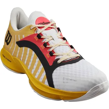 Pánská tenisová obuv Pánská obuv na padel Wilson Hurakn Pro - white/old gold/fiery coral (46 2/3)