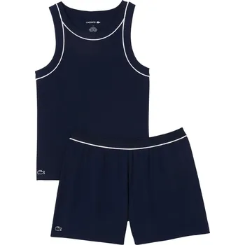 Dámské kraťasy Dámské tenisové kraťasy Lacoste Ribbed Cotton Pyjama Set Modrý (M)