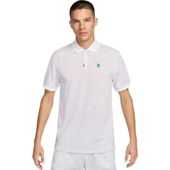 Pánské tričko Pánské tenisové polo tričko Nike Dri-Fit Heritage Printed - white/white Bílý (M)