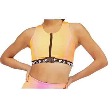 Podprsenka Podprsenky New Balance Top Achiever Printed Crop - orange Oranžový (M)