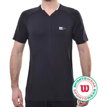 Pánské tričko Pánské tenisové polo tričko Wilson Players Seamless Zip Henley 2.0 Černý (L)