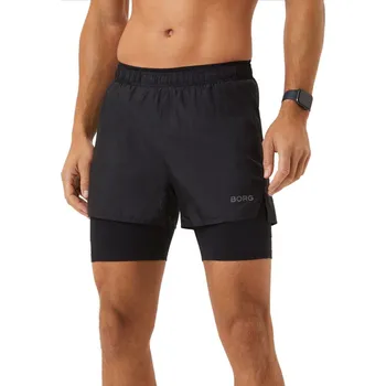 Pánské kraťasy Pánské tenisové kraťasy Björn Borg Running Shorts 2-1 - black beauty Černý (XL)