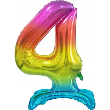 Balónek Narozeninový balónek Čtyřka Duhový 74 cm VYSOKÁ KVALITA!