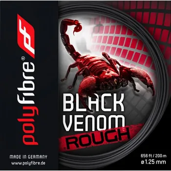 Struna na výplet tenisové rakety Tenisový výplet Polyfibre Black Venom Rough (12,2 m) Černý (1.25 mm)