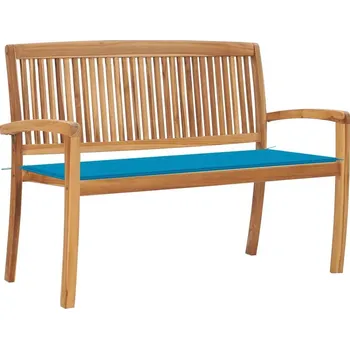 Zahradní lavice vidaXL Stohovatelná zahradní lavice s poduškou 128,5 cm masivní teak [3063279] Barva: Modrá