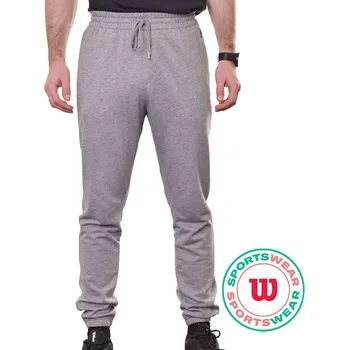 Pánské tenisové tepláky Wilson Parkside Jogger - med heather grey Šedý (L)
