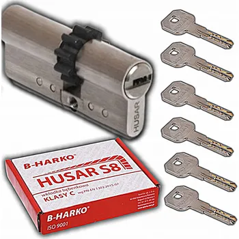 Vložka do dveří ATESTOVANÁ VLOŽKA DO ZÁMKU DVEŘÍ S8 40/40 S OZUBENÝM KOLEČKEM, NIKLOVÁ, TŘÍDA C, 6 KLÍČŮ