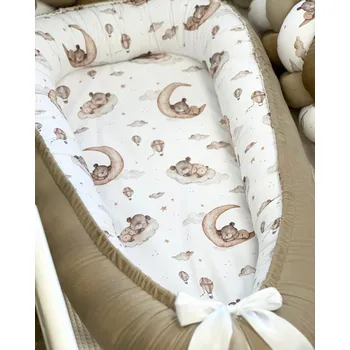 Hnízdečko pro miminko Oboustranné hnízdečko pro miminko - béžové s medvídky na obláčku