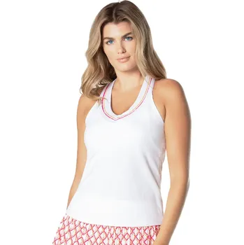 Dámský tenisový top Lucky in Love Shockin' Classics Stripes Tank W/Bra Bílý (XS)