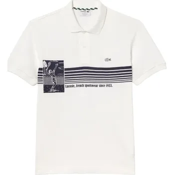 Pánská móda Pánské tenisové polo tričko Lacoste French Made Original L.12.12 Print - white Bílý (L)