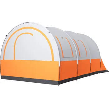 Stan Tunelový stan pro 6 osob, 480 x 260 x 200 cm | krémově bílý + oranžový