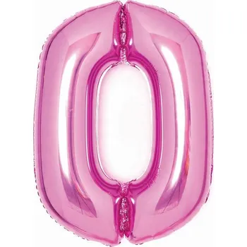 Balónek Fóliové Dekorativní BALÓNKY k NAROZENINÁM Ozdobný Balón Číslice 0 Růžová 47x66cm
