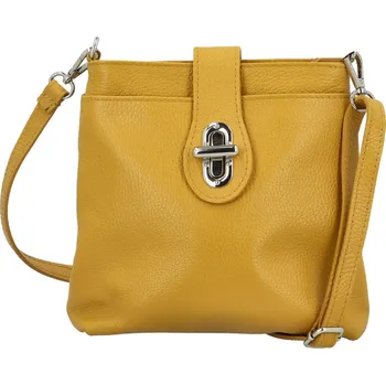 Dámská kožená crossbody kabelka žlutá - Delami Vera Pelle Laira new žlutá