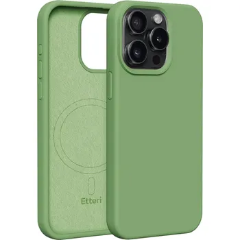 Pouzdro na mobilní telefon Silikonový kryt Etteri Mag case pro iPhone 15 Pro Max 6,7" světle zelený