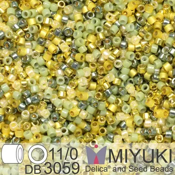 Korálek Korálky Miyuki Delica 11/0. Barva Happy Yellow Mix DB3059. Balení 5g