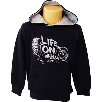 Chlapecká mikina Chlapecká mikina VENERE life on wheels přes hlavu s kapucí temně modrá Barva: Modrá tmavá, Velikost: 116