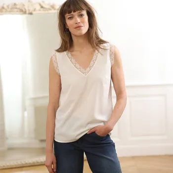 Dámské tričko Vzdušný top s krajkou, recyklovaný polyester bílá 40