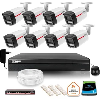 DAHUA IP dohledová sada 8 venkovních LED kamer 50m WizColor 2K