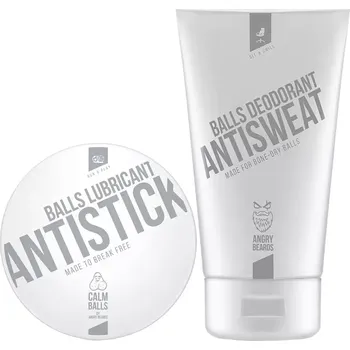 Intimní hygienický prostředek Angry Beards Balls & Thighs Care with Deodorant & Antistick - Sada pro ochranu před dřením kůže a péči o intimní partie