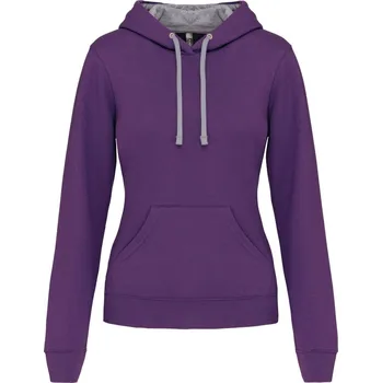 Dámská mikina KARIBAN Dámská mikina s kontrastní kapucí K465 Barva: Fialová - Šedá, Velikost: XS