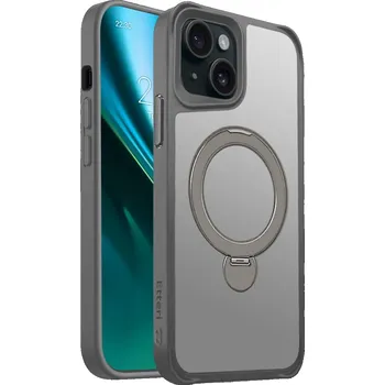 Pouzdro na mobilní telefon Kryt Etteri Matt Mag Ring pro iPhone 15 6,1" šedý